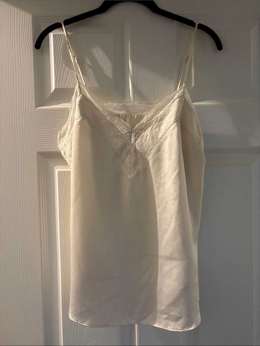 Express Cream Lace-Trim Satin Cami